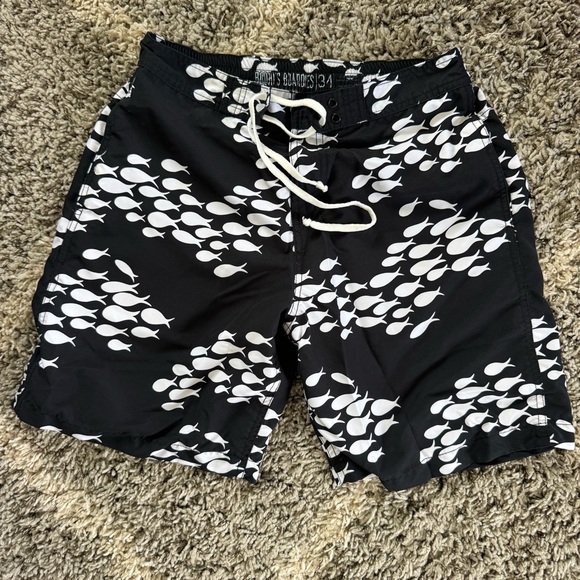 Men’s Fighting Eel Black Fish Swim Shorts Size 34 NWOT
